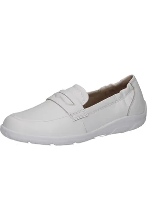 Caprice Damen Slipper aus Leder Bequem, Weiß , 40 EU