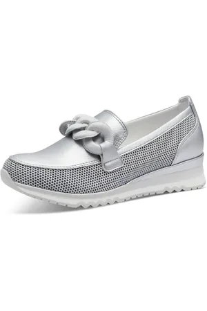 Marco Tozzi Damen Slipper mit Keilabsatz Bequem, Silber , 37 EU