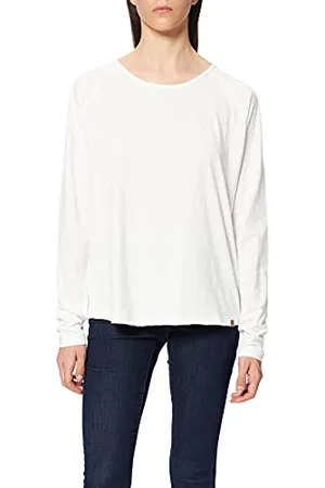 Camel Active Damen Basic Langarm T-Shirt mit Rundhalsausschnitt aus Reiner Baumwolle Womenswear-L