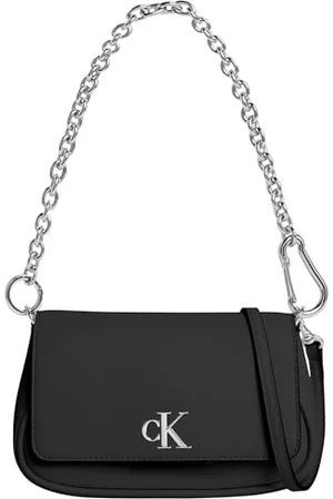 Calvin Klein Damen Schultertasche Minimal Monogram mit Tragekette, Schwarz (Na Black), Einheitsgröße
