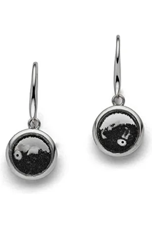 DUR Ohrhänger „Lavasturm“ aus rhodiniertem 925er Sterling- mit Lavasand, Muschelstückchen und Süßwasserperle – Einzigartiges maritimes Design, Maße: 26 mm x 12 mm, O4911