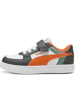 PUMA Jungen Unisex Kinder CAVEN 2.0 Block AC+ PS Sneaker, Green Moon-Maple Syrup White, 28 EU