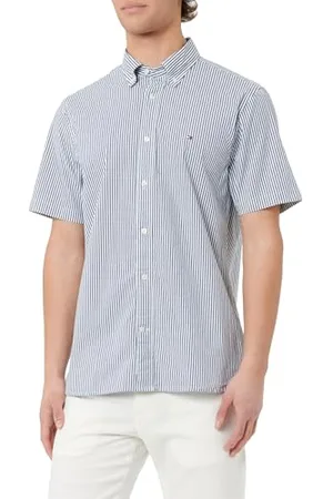 Tommy Hilfiger Herren POPLIN MW0MW29207 WCC Flex Popeline STP RF Shirt S/S, Blue (Night Sky/Optic White), S