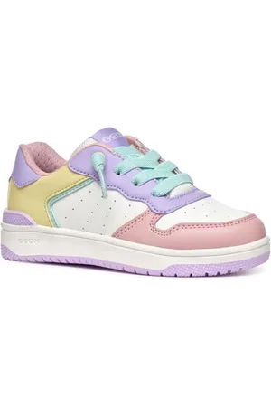 Geox J WASHIBA Girl D Sneaker, Lilac/Lt Yellow, 39 EU