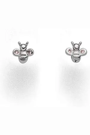 DUR Ohrstecker „Biene“ aus rhodiniertem 925er Sterling- mit Zirkonia – Filigraner und funkelnder Schmuck, Maße: 6 mm x 6,2 mm, S1473