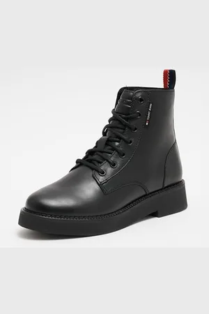 Tommy Hilfiger Damen Mid Boot Stiefel Lace Up Flat Boot zum Schnüren, (Black), 37