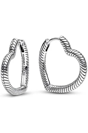 PANDORA Moments Herz Charm-Ohrringe aus Sterling Silber - Kompatibel mit Moments Armbänder - ikonisches Schlangengliedermuster