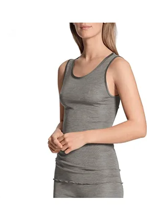 Calida True Confidence Tank-Top aus Wolle-Seide Damen, aus Merinowolle und Seide, wärmend, temperaturausgleichend und geruchsneutralisierend, Feinripp