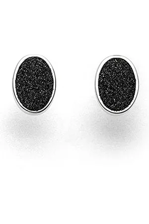 DUR Ohrstecker „Lavasand“ oval aus 925er Sterling- mit echtem Lavasand – Edler Kontrast aus Natur und , Maße: 12 mm x 9 mm, O5315