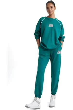 DeFacto Damen Standard Fit Wide Leg Skuba Diver Stoff -Trainingsanzug Standart Fit