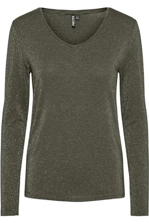 Pieces® Pcbillo Ls V-Neck Lurex Stripes Noos