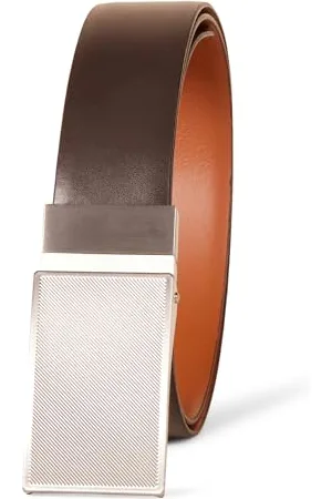 Amazon Herren Wendbarer, feiner Gürtel aus Leder mit Plakette, , 90