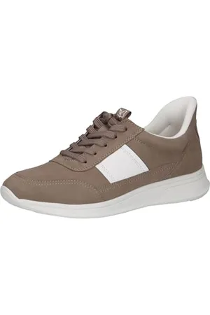 Caprice Damen Sneaker flach aus Leder Low Top, Braun (Mud/White), 41 EU