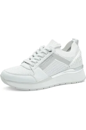Marco Tozzi Damen Sneaker flach Elastisch Bequem, Weiß , 38 EU