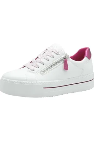 Jana Damen Plateau Sneaker mit Reißverschluss Vegan, Weiß (White/Fuxia), 38 EU