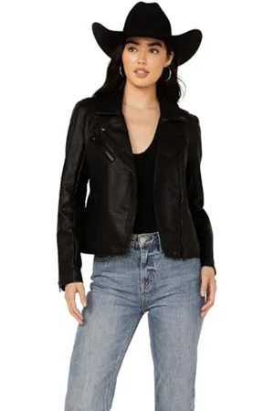BLANK NYC Damen Clothing Semi Fitted Leather Motorcycle Jacket Luxury Kleidung halb taillierte Passform Vegane Leder Motorradjacke, , M EU