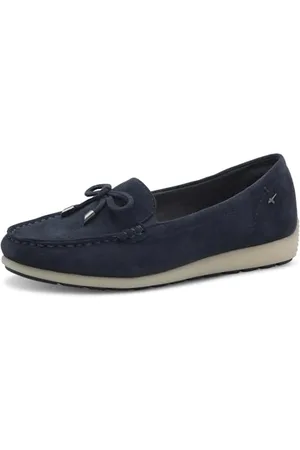 Tamaris Comfort Damen Mokassins aus Leder mit Schleife, Blau , 37 EU