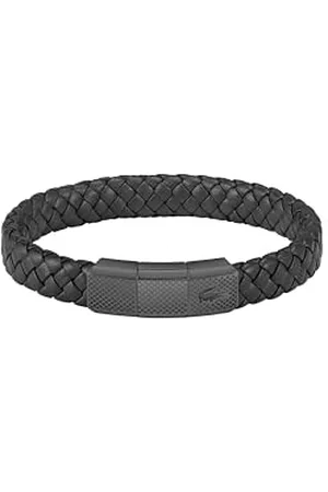 Lacoste Herren Lederarmbänder Kollektion ROKEL aus Geflochtenem Leder mit Poliertem Magnetverschluss – Erhältlich in Grün oder Schwarz