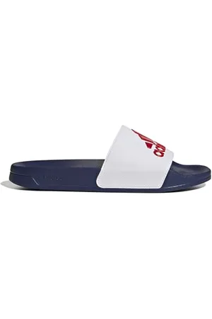 adidas Unisex Adilette Shower Slides RUTSCHEN, Cloud White/Scarlet/Victory Blue, 42 EU