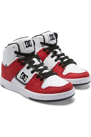 Dcshoes Cure Hi Top Elastic Sneaker, White/RED, 35 EU