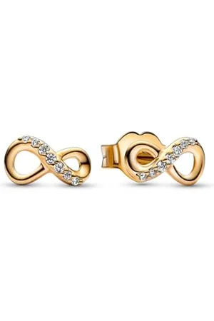 PANDORA Moments Funkelnde Unendlichkeit Ohrstecker aus 14 Karat vergoldeter Metalllegierung mit Zirkonia in der Farbe , 262626C01