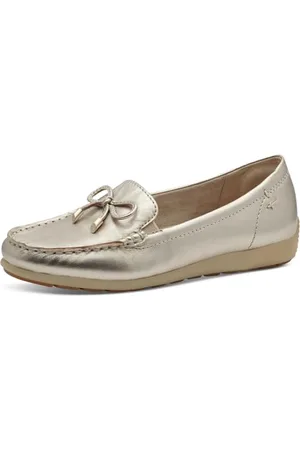 Tamaris Comfort Damen Mokassins aus Leder mit Schleife, Gold , 40 EU