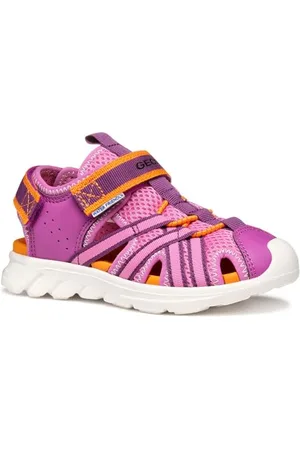Geox J AIRADYUM GI Sandal, Fuchsia/Orange, 27 EU