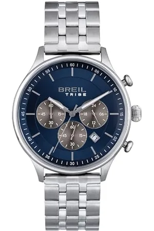 Breil Chrono Classy Herren Armbanduhr Chronograph mit Armband aus Stahl, in der Farbe: mit dunkelblauen Details, Gehäusedurchmesser: 42 mm, EW0643