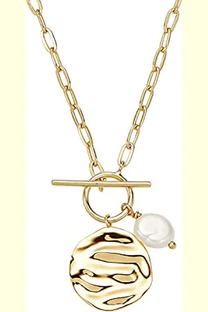 Noelani Kette mit Anhänger 925 Sterling Silber Damen Halsschmuck, mit Süßwasserzuchtperle, 45 cm, Gold, Kommt in Schmuck Geschenk Box, 2030117