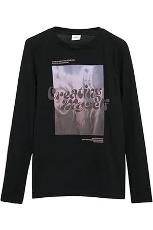 QS by s.Oliver Mädchen 2153039 T-Shirt Langarm Mit Frontprint, , 140 EU