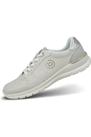 Bugatti Damen Beige Metallic-Sneaker mit perforiertem Design, Logodetail für modernen Charme und leichtem, beige/Metallics, 39 EU