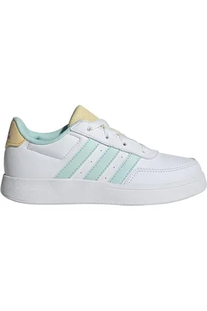 adidas Breaknet Lifestyle Court Lace Shoes Tennisschuhe, Cloud White/semi Flash Aqua/orange Tint, 32 EU
