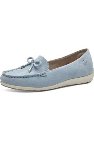 Tamaris Comfort Damen Mokassins aus Leder mit Schleife, Blau , 36 EU