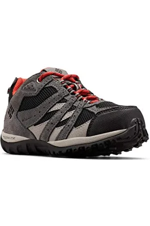 Columbia Redmond WP wasserdichte Wanderschuhe für Kinder, Schwarz (Black x Flame Y), 32 EU