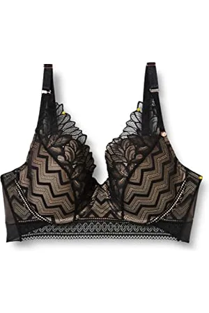 Wonderbra Damen Triangle Lace Longline BH tiefer Ausschnitt mit Push-Up Effekt , Triangle BHschwarz, 80D