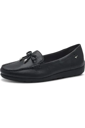 Tamaris Comfort Damen Mokassins aus Leder mit Schleife, Schwarz , 42 EU