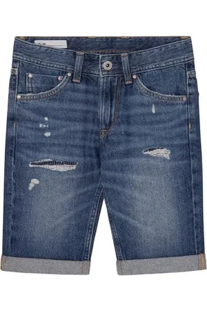 Pepe Jeans Jungen Slim Short Repair Jr Shorts, Blau (Denim), 10 Jahre