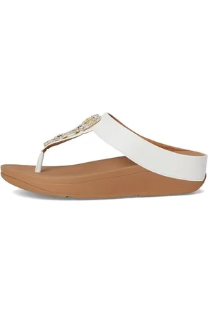 FitFlop Damen Fino Crystal-Chain Leather Toe-Post Sandale, , 36 EU