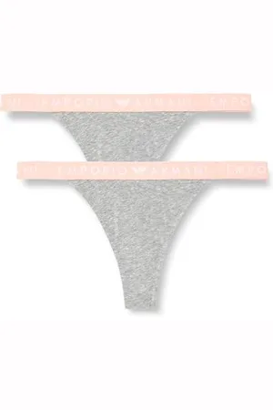 Emporio Armani Damen Iconic Logoband 2-Pack Thong Tanga-Höschen, , S