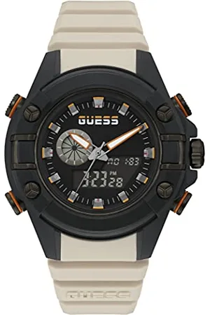 Guess Herren analog Quarz Uhr mit Edelstahl Armband GW0269G1