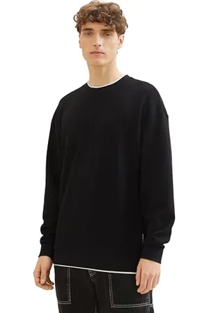 TOM TAILOR Herren Relaxed Fit 2-in-1 Sweatshirt mit unterlegtem Kragen, , M