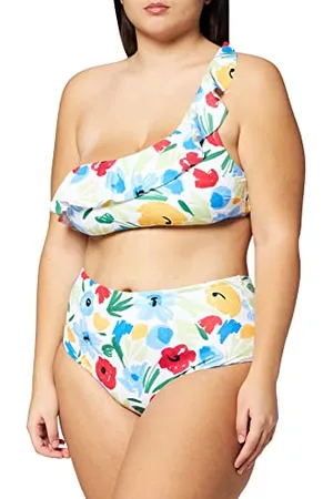 IRIS & LILLY Damen Gepolsterter One-Shoulder-Bikini mit Hohem Bund, , 38