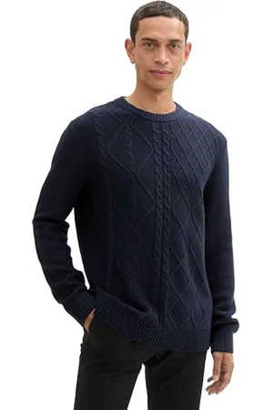 TOM TAILOR Herren 1043343 Basic Pullover mit Struktur, 10668-Sky Captain Blue, Medium