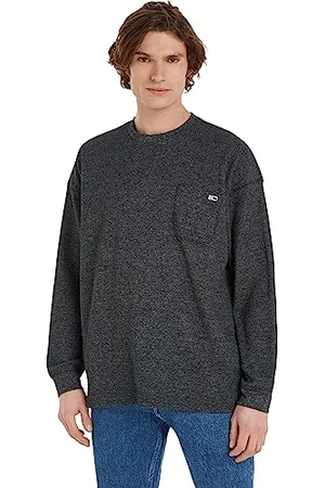 Tommy Hilfiger Herren Sweatshirt Relaxed Waffle ohne Kapuze, (Black), XS