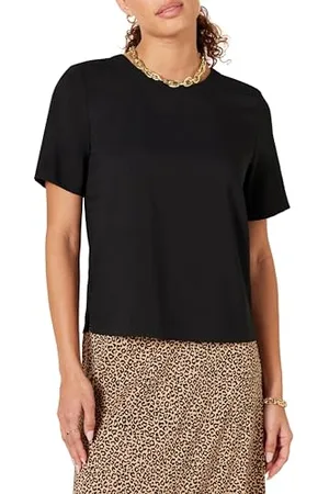 Amazon Damen Georgette-Top mit kurzen Ärmeln und normaler Passform, , M