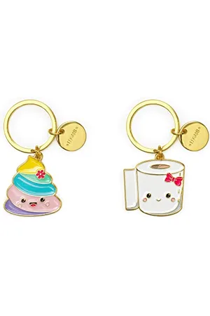 Legami 2er Set Schlüsselanhänger aus emailliertem Metall, What a Key Ring!, L 7 cm, aus Zink, Thema Poo, Schlüsselanhänger mit Spiralring, glänzendes Finish, brillante Farben, Charm zur Verschönerung der Tasche, , Taglia unica