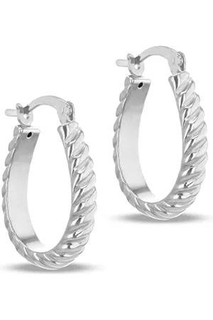 Amazon Creolen aus Sterlingsilber, oval, gedreht