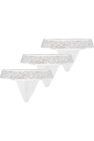 Teyli Damen String Tanga aus Mesh mit Spitze 3er Pack L