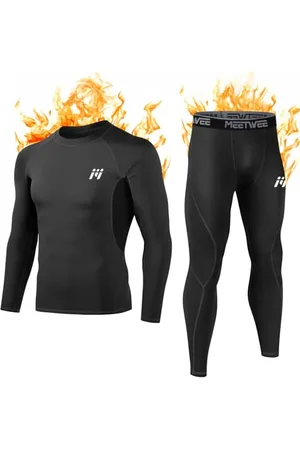 MEETWEE Thermounterwäsche Funktionsunterwäsche Herren, Skiunterwäsche Winter Suit Atmungsaktiv Lange Thermo Unterwäsche Set Thermowäsche Unterhemd + Unterhose- -XXL