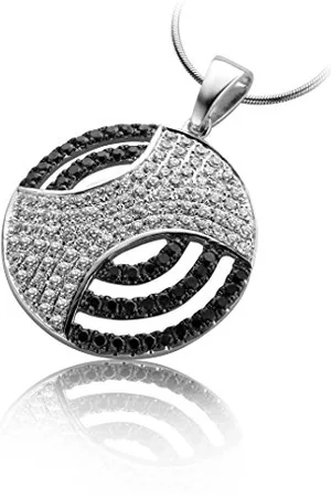 ORPHELIA Damen-Anhänger mit kette Micro-setting Black&White 925 Sterlingsilber mit Zirkonia PEN-299